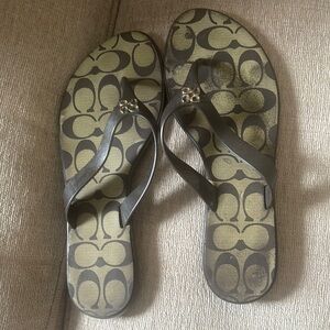 Coach Women's Black and Gold Sandals